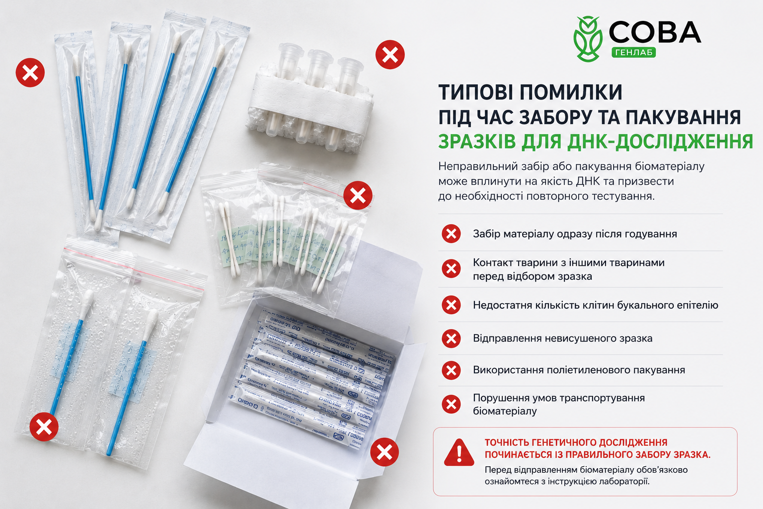 ДНК-тест для тварини: 5 помилок під час забору зразка, які можуть зіпсувати результат